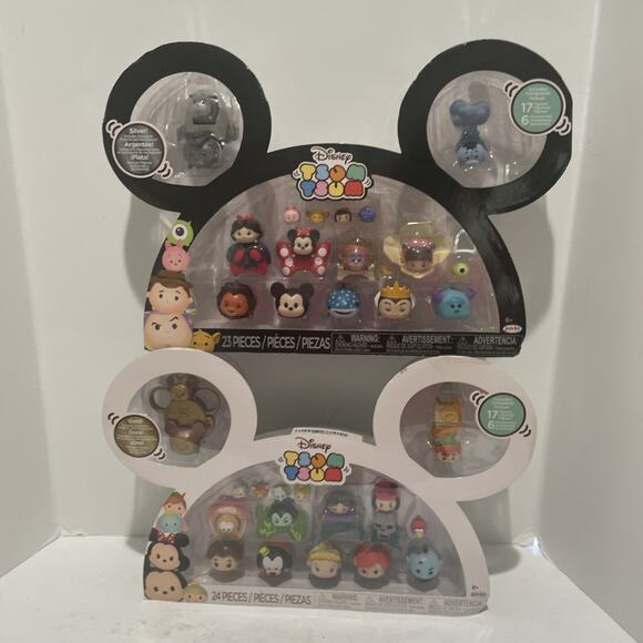 Disney Tsum Tsum 23 & 24 Black And White Piece Set Exclusive Silver Figures NIP - Picture 1 of 9